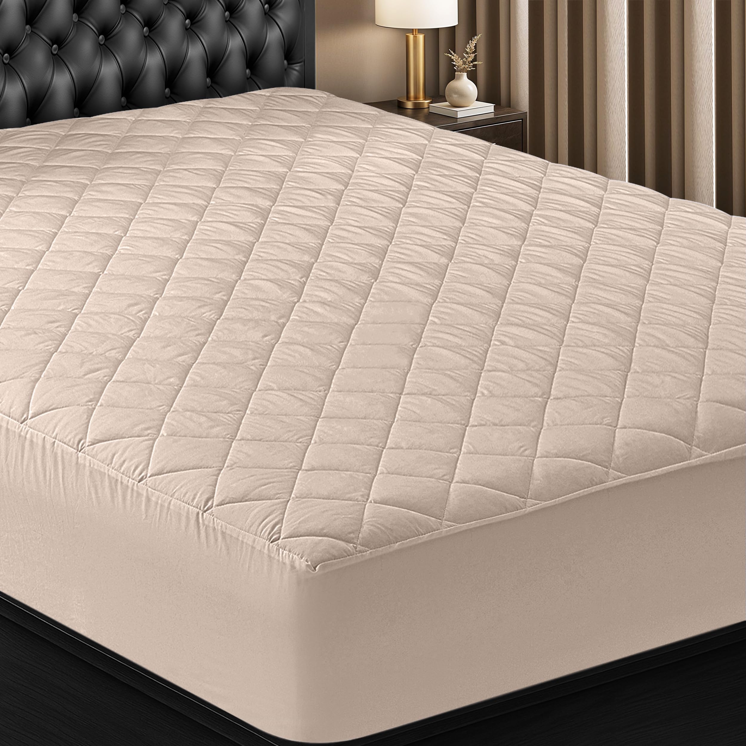 Utopia Bedding Quilted Fitted Mattress Pad, Queen Size, Elastic Fitted Mattress Topper Protector and Cover with Deep Pocket Stretches up to 16 Inches, Machine Washable (White)