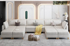 EASE MOOSE Brown Modular Sectional Couch with Storage, Faux Leather Sectional Modular Sofa or Living Room