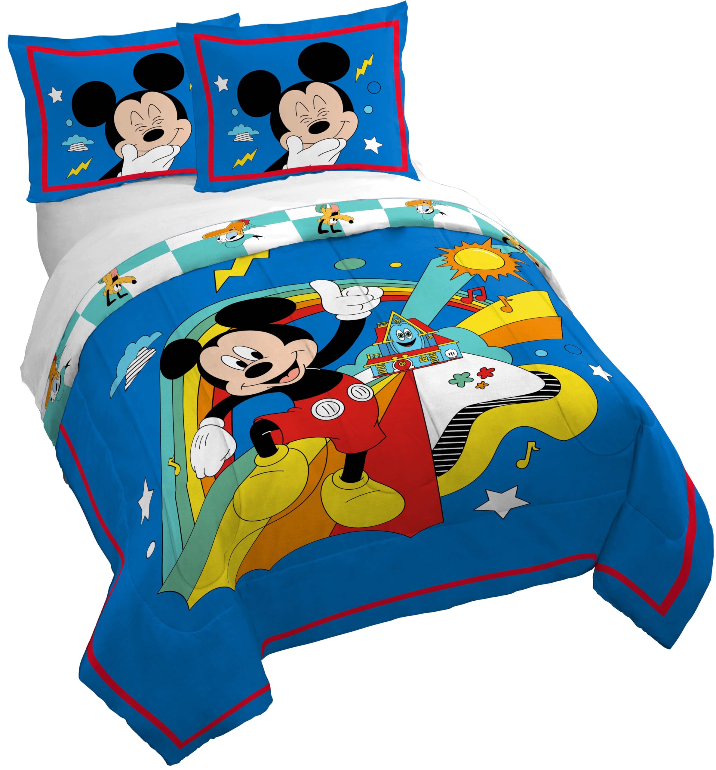 Jay Franco Kids Duvet Cover Set – 3 Piece Super Soft Bedding with Sham Pillowcase, Cover ONLY Comforter Not Included, Blue - Minecraft, Full