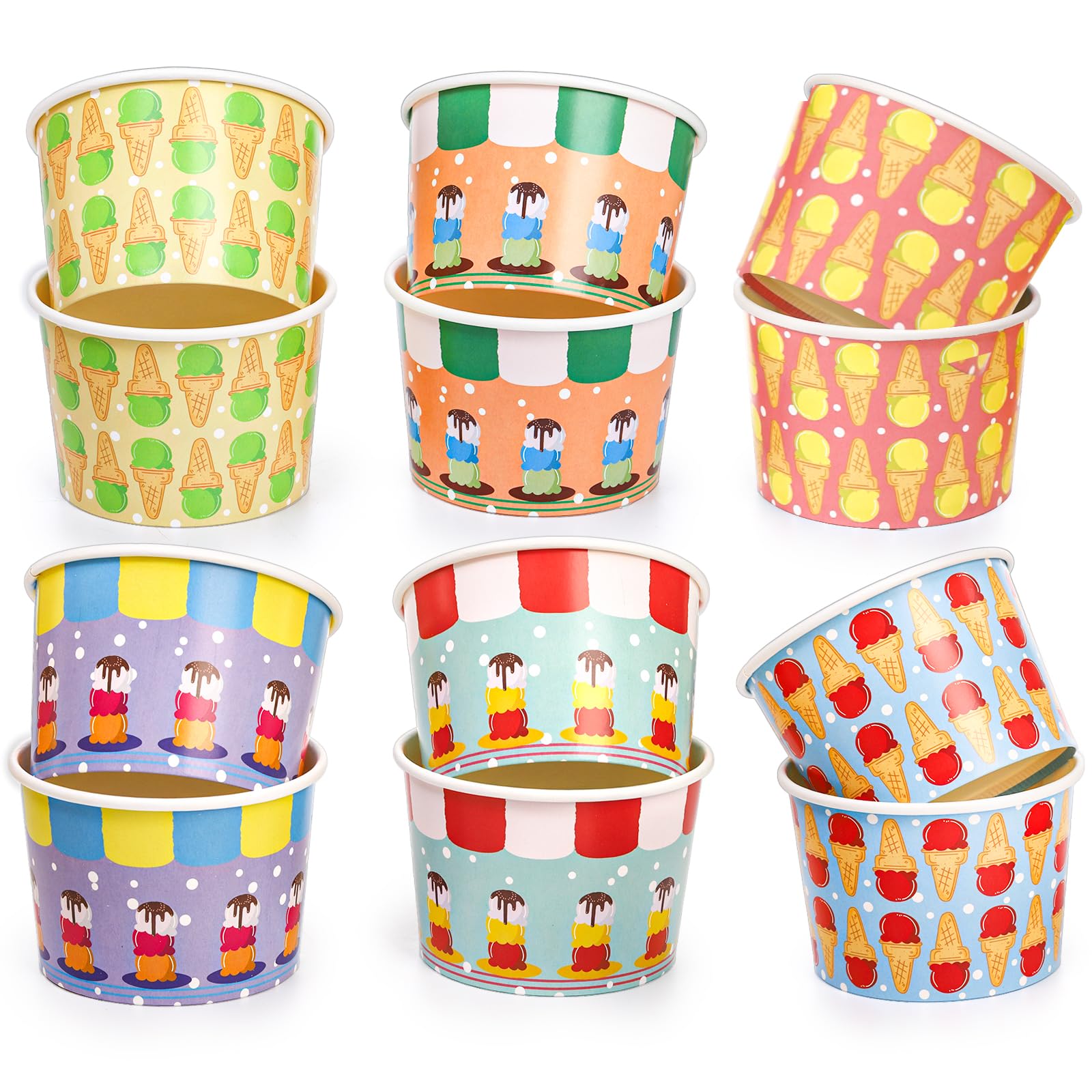 Cididu 240 Stück Papp-Eisbecher, 8 Oz Einweg-Dessert-Snack-Schalen, Party-Lieferanten Becher für heiße und kalte Speisen, Suppe, Obst, gefrorenen Joghurt