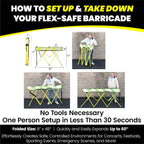 Flex-Safe Safety Barriers, Portable Expandable Barricade 5 ft Traffic Barricade Parking Barrier Folding Security Gate Scissor Gate Traffic Cones Alternative High Vis Yellow