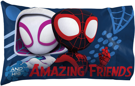 Jay Franco Marvel Spidey and His Amazing Friends Team Spidey Twin Size Sheet Set - 3 Piece Set Super Soft and Cozy Kid’s Bedding - Fade Resistant Microfiber Sheets (Official Marvel Product)