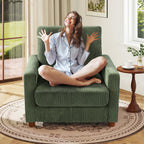 Kidirect 87in Green Sofa, Couches for Living Room 21in Extra Deep Seats, Comfy Corduroy Sofas for Living Room No Tool Assembly, Modern Oversized Love Seat with 2 Pillows, Sofa Couch for Bedroom