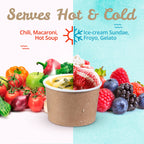 MATICAN Papp-Eisbecher - 50 Stück 9-Unzen Einweg-Dessertschalen für heiße oder kalte Speisen, 9-Unzen Partybedarf Becher für Eisbecher, gefrorenen Joghurt, Suppe, Brown