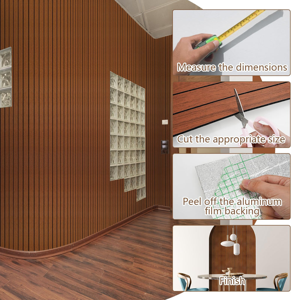 WADILE PVC Wood Grain Panels for Wall, 15.7 in X 17.1 ft Burlywood Soundproof Wall Panels for Wall Paneling Peel and Stick Wall Panels, 3D Wall Panels for Interior Decor, Cover 22.4 Sqft