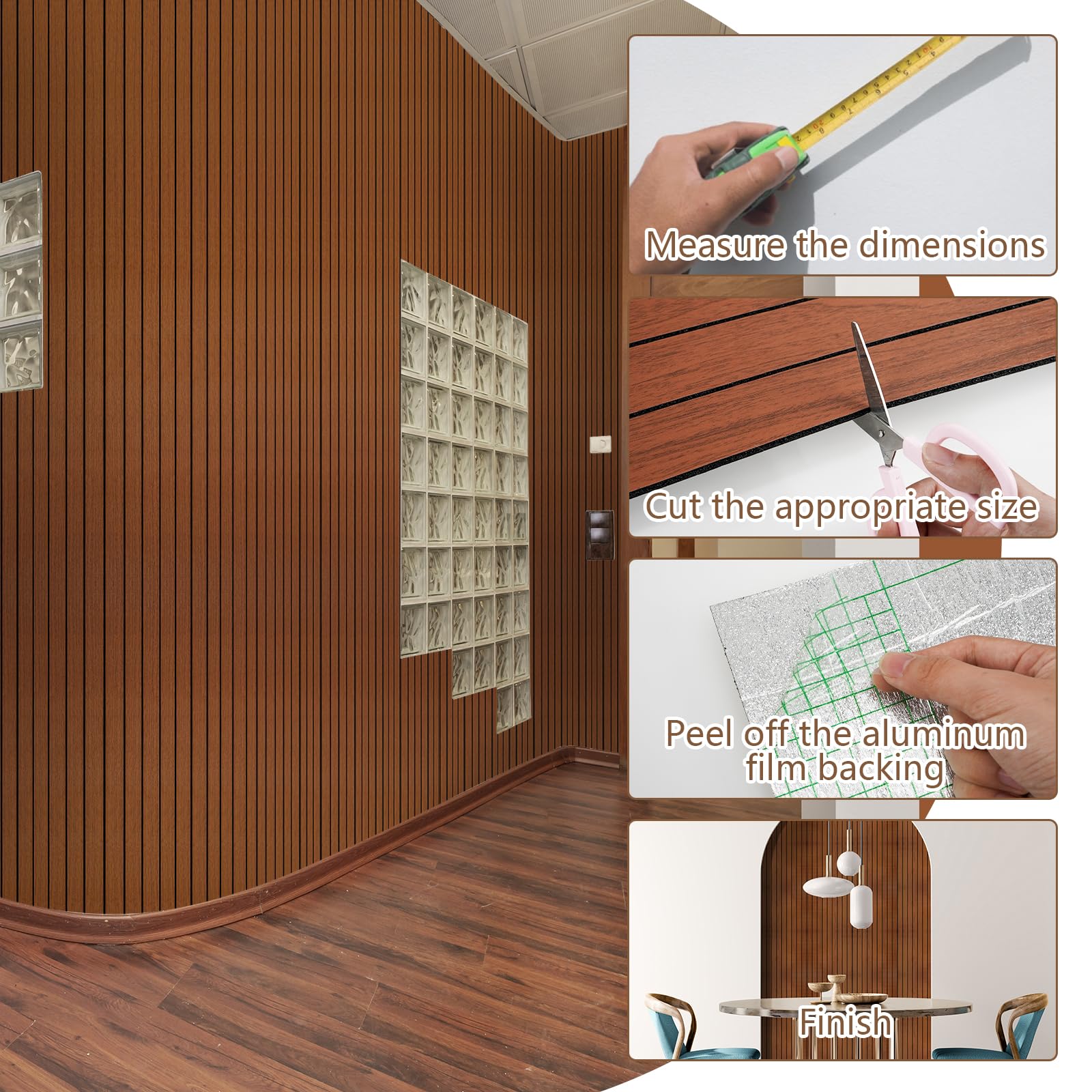 WADILE PVC Wood Grain Panels for Wall, 15.7 in X 17.1 ft Burlywood Soundproof Wall Panels for Wall Paneling Peel and Stick Wall Panels, 3D Wall Panels for Interior Decor, Cover 22.4 Sqft