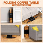 Shinoske Folding Coffee Tables for Small Spaces,35.4" Small Coffee Tables for Living Room,Dorm,Apartment,Space Saving,Rustic Oval Cocktail Tea Table,Easy to Fold,Brown and Black