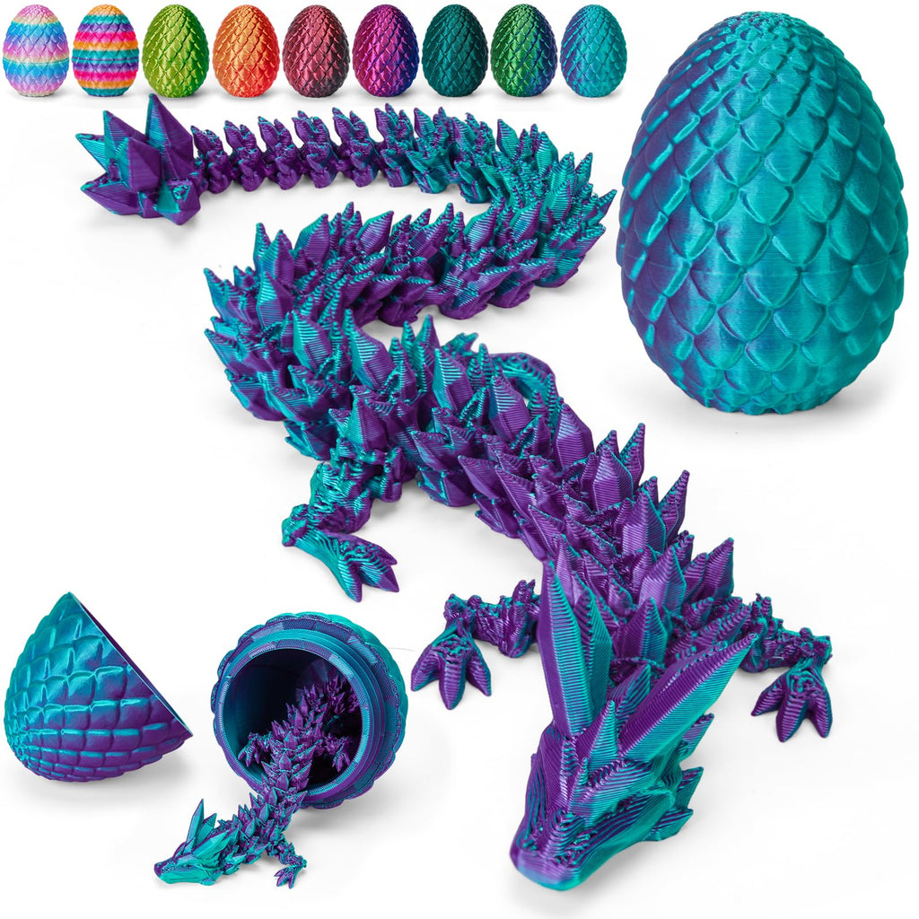 TBOLINE 3D Printed Easter Dragon Egg - Perfect Basket Essentials Stuffers, 4 Pack Prefilled Easter Eggs Filled with Toys, Small Articulated Crystal Animals Fidget Toy for Kid (4PCS1)