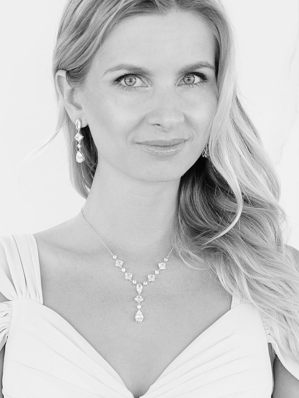 Mariell Rose Gold Cubic Zirconia Necklace & Earrings Bridal Jewelry Set, CZ Crystal Statement Necklace Set for Weddings, Formal Events, Mother of The Bride