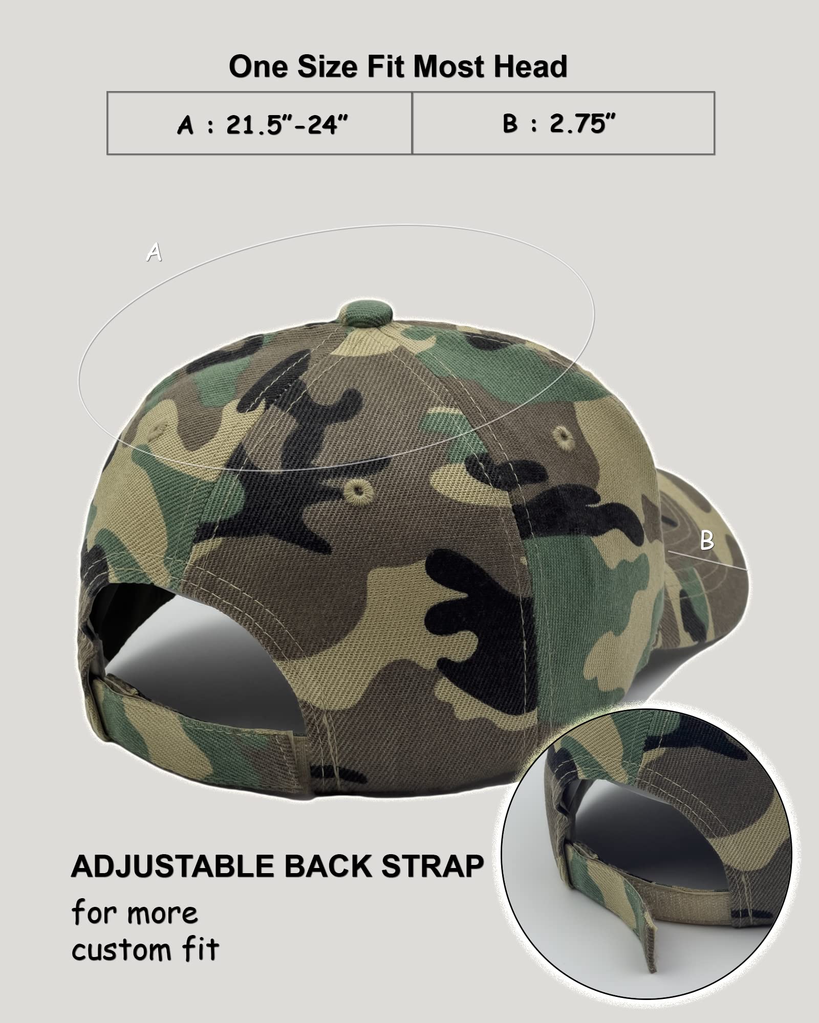 Casquette de baseball structurée Utmost avec fermeture réglable - Casquette de performance pour activités de plein air et broderie personnalisée (1 pièce Camouflage Woodland)
