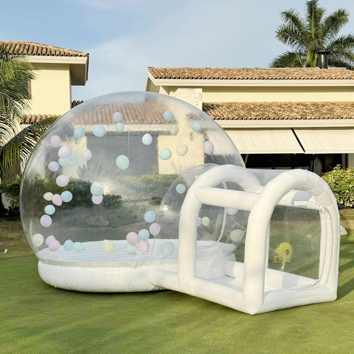 10FT Inflatable Bubble House with Bounce Jumping Area Commercial Grade PVC Bounce House, Bubble Balloon House for Kids,Toddler with Blower & Pumb & 50Pcs Balloons