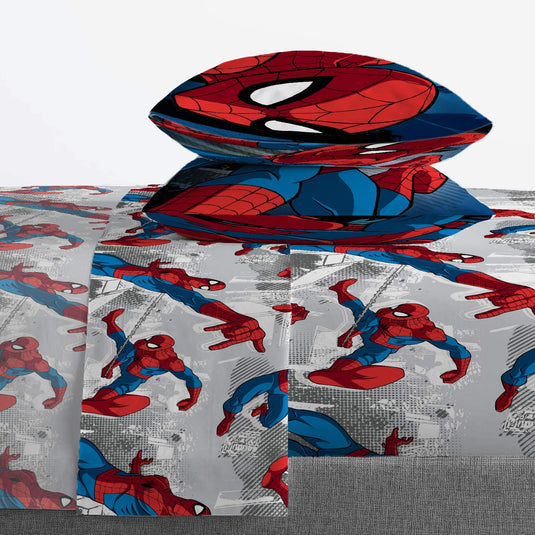 Jay Franco Marvel Spidey and His Amazing Friends Team Spidey Twin Size Sheet Set - 3 Piece Set Super Soft and Cozy Kid’s Bedding - Fade Resistant Microfiber Sheets (Official Marvel Product)