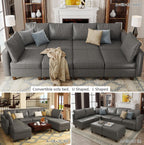 EASE MOOSE Faux Leather Sectional Sofa Sleeper Couch with Storage,Faux Leather Moduar Sectional Sleeper Sofa Bed Modular Couch for Living Room