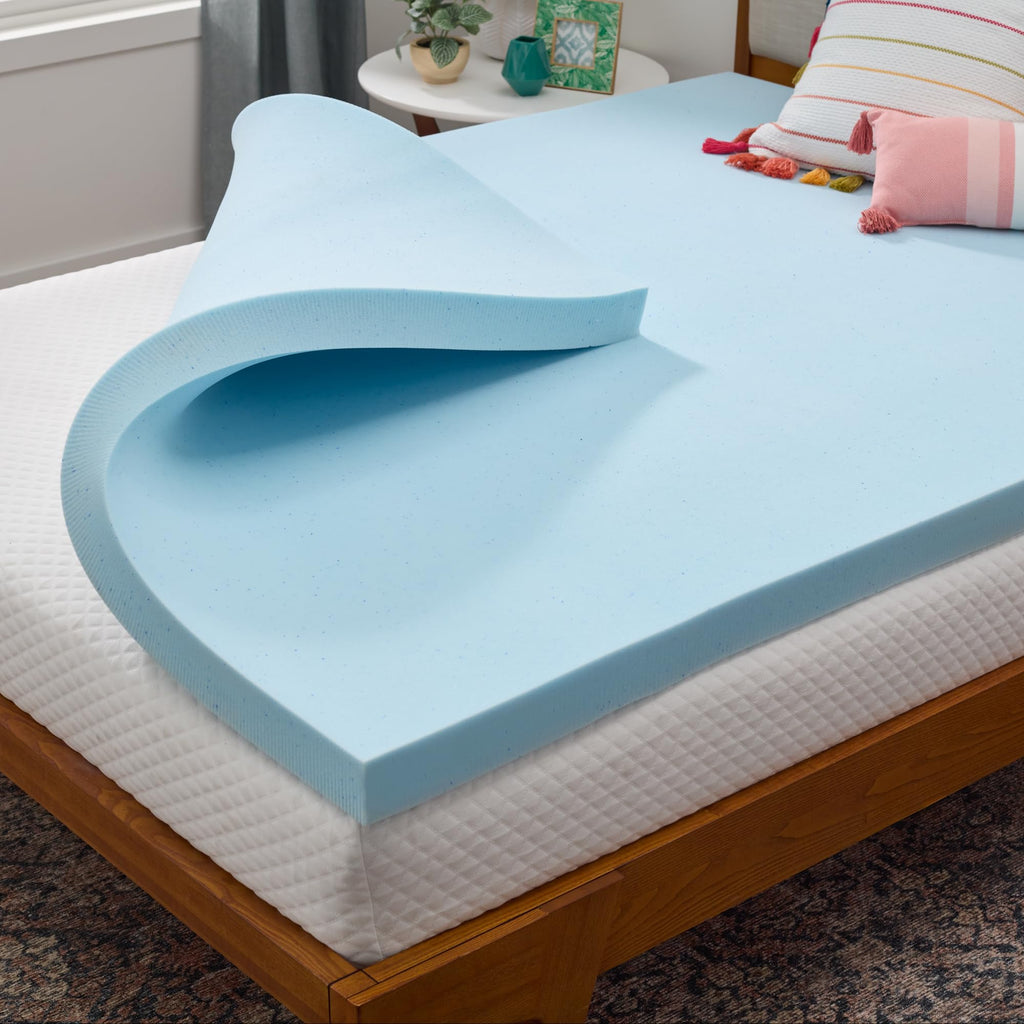 Linenspa Memory Foam Mattress Topper, Queen Size - 2 Inch Gel Infused Memory Foam - Plush Feel - Cooling and Pressure Relieving - CertiPUR Certified