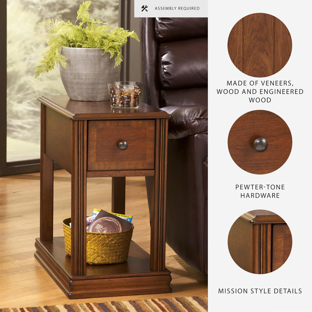 Signature Design by Ashley Breegin New Traditional Wooden Chair Side End Table, Brown