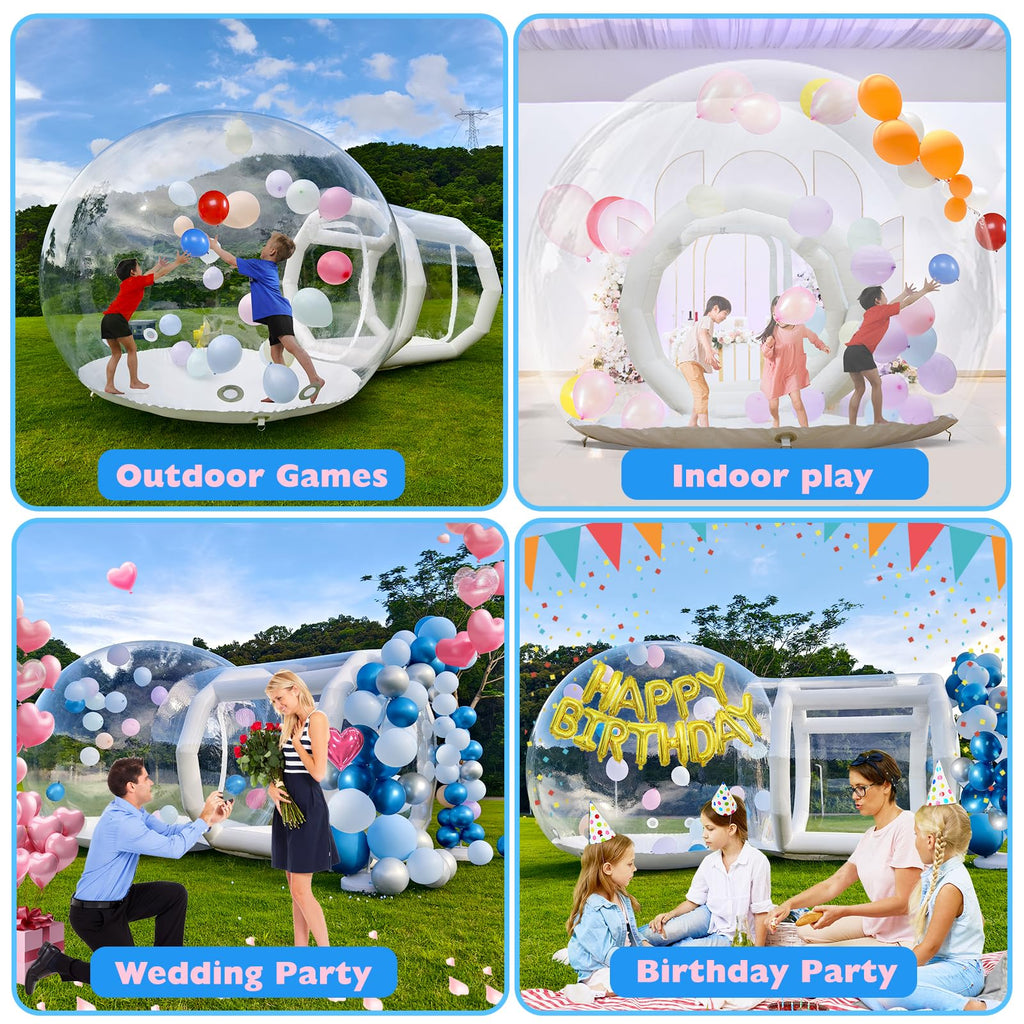 Aufblasbares Bubble-Haus für Kinder, 10ft Durchmesser klarer aufblasbarer Bubble-Dom-Zelt mit Gebläse & Pumpe, gewerblicher PVC wasserdichter Gartenzelt mit 6ft Tunnel, Party, gewerbliche Nutzung, Valentinstag Hochzeit