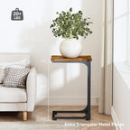 QEEIG C Shaped Side Table Set of 2 Living Room Sets Couch Tray Tables Small Farmhouse 11.8 inch Width, Rustic Brown (017A-30BN)