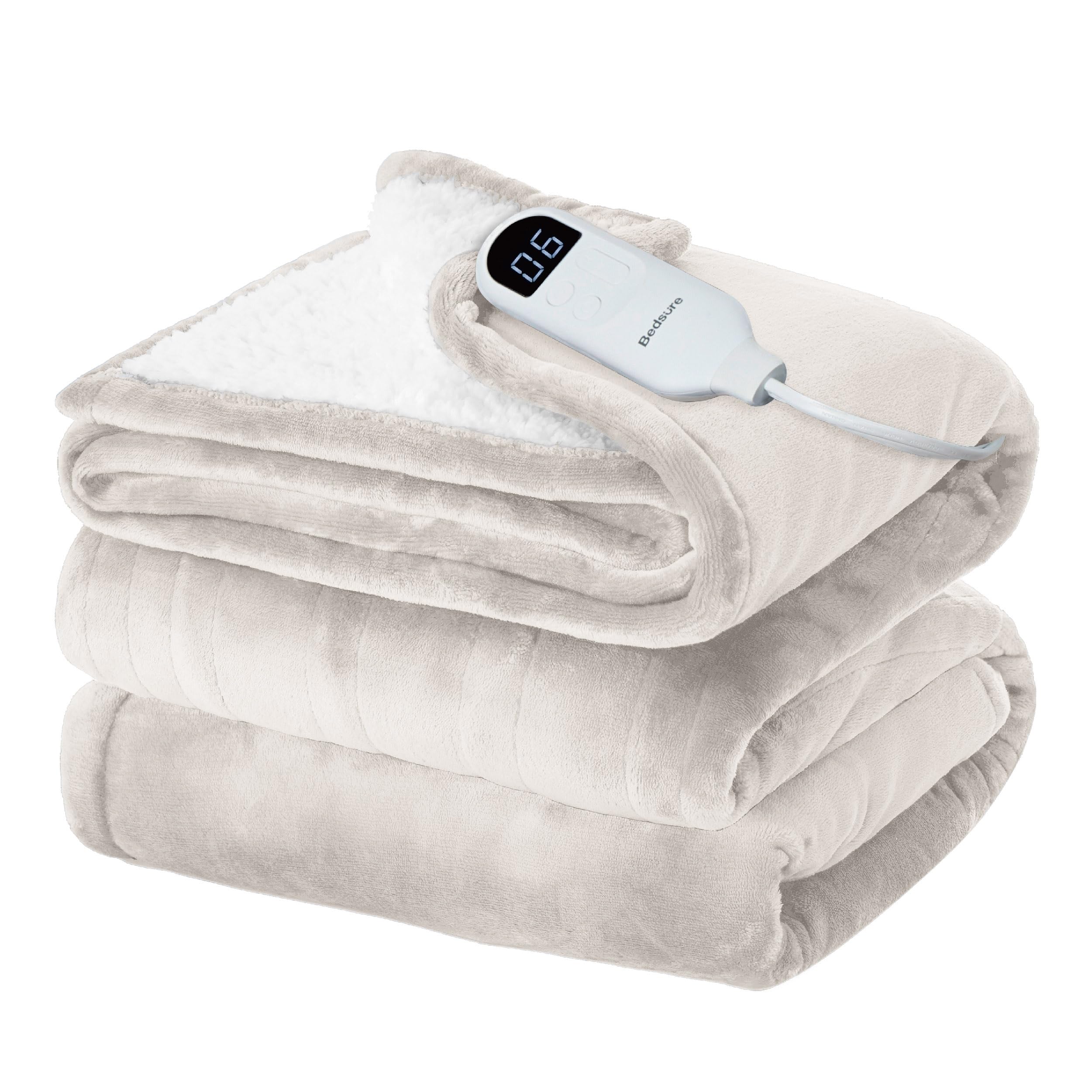 Bedsure Electric Blanket Queen Size - Dual Control Heated Blanket Queen, GentleSoft™ Fast Heating with 10 Time Settings & 10 Heat Settings, Warm Gift for Grandma (84x90 inches, Grey)