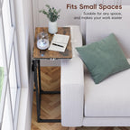 Vagusicc C Shaped End Table, 33'' Tall Side Table for Couch, Adjustable Height Small Couch Side Table for Small Spaces, End Table Slide Under Sofa Table TV Tray Table Arm Table for Living Room, Brown