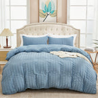 AveLom hvidt dynebetræk Queen (90 x 90 tommer)， 3 stykker (1 dynebetræk + 2 pudebetræk) Stribet lynlåslukning Hjørnebånd Blødt vasket mikrofiberdynebetræk til mænd, kvinder