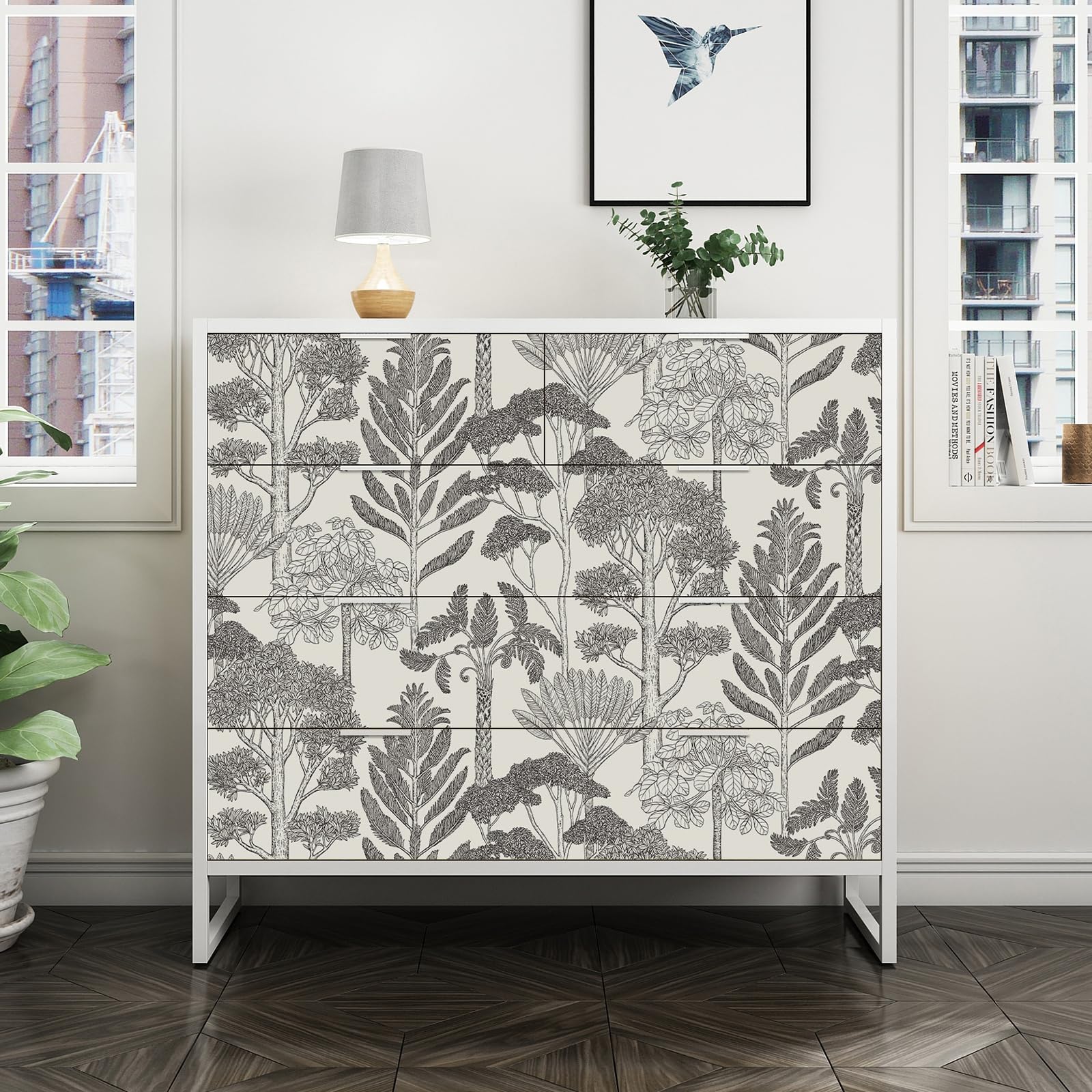 Lativo Vintage Skovskræl og Stick Tapet til Badeværelse Vandtæt Boho Kontakt Papir til Skabe Træ Selvklæbende Aftageligt Tapet Soveværelse Dekorativ Retro Vinyl Hylde Liner 17.3inW 393inL