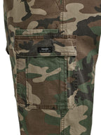 Wrangler Authentics Men's Relaxed Fit Stretch Cargo Pant, Green Brown Camo, 34W x 30L