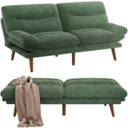 Pipishell Convertible Futon Sofa Bed,66" Corduroy Futon Couch with Adjustable Backrest and Armrests, Recliner Sleeper Sofa for Small Spaces, Play Room or Office, Grey