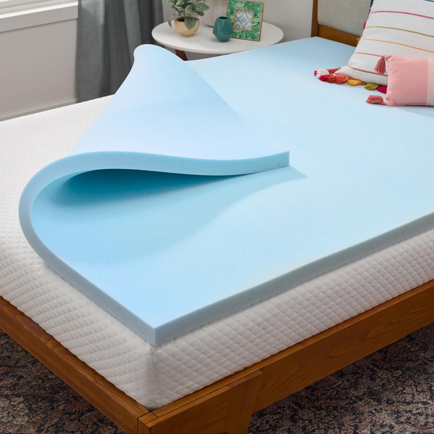Linenspa Memory Foam Mattress Topper, Queen Size - 2 Inch Gel Infused Memory Foam - Plush Feel - Cooling and Pressure Relieving - CertiPUR Certified