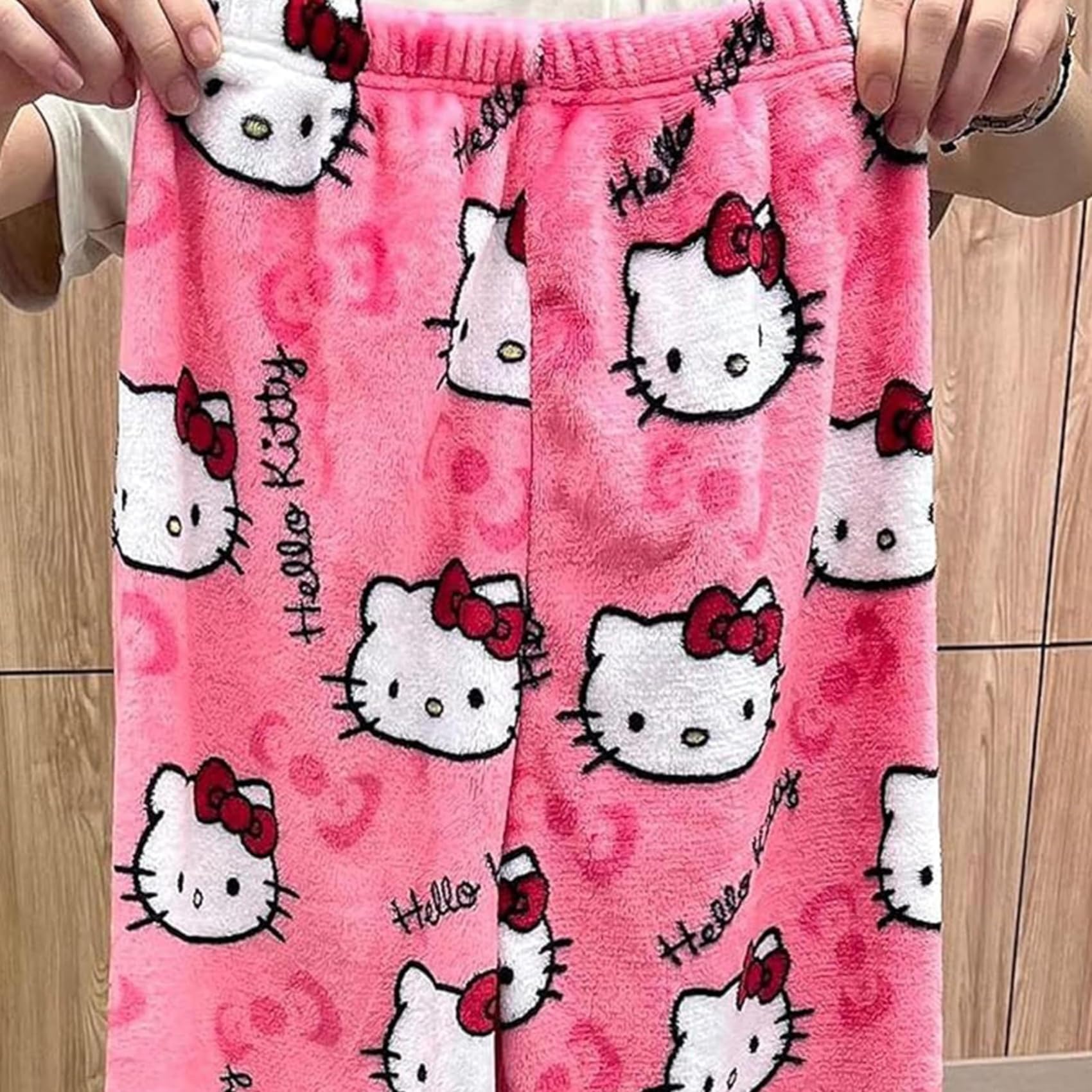 MIMLoweiss Anime Pajama Pants for Women Girls Cute Flannel Pajamas Casual Sleeping Pants Rose Red Medium