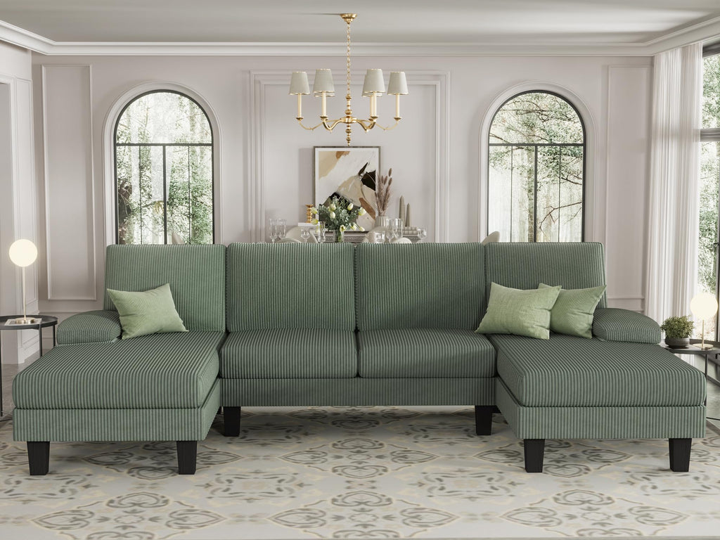 YESHOMY Convertible Sectional Sofa U-Shaped Couch with Soft Modern Cotton Chenille Fabric for Living Room, Oversized Seats with Comfortable Backrest, Gray