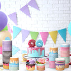 Aodaer 120 Stück 8 Unzen Einweg-Eiscremebehälter Sundae-Schalen Teeparty-Dekorationen Sommer-Snackbecher Papier-Dessert-Joghurt-Schalen Snack-Schalen Becher für Dessert Joghurt Party Bar Zubehör