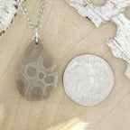 Petoskey Stone with Swirl Charm Pendant Necklace