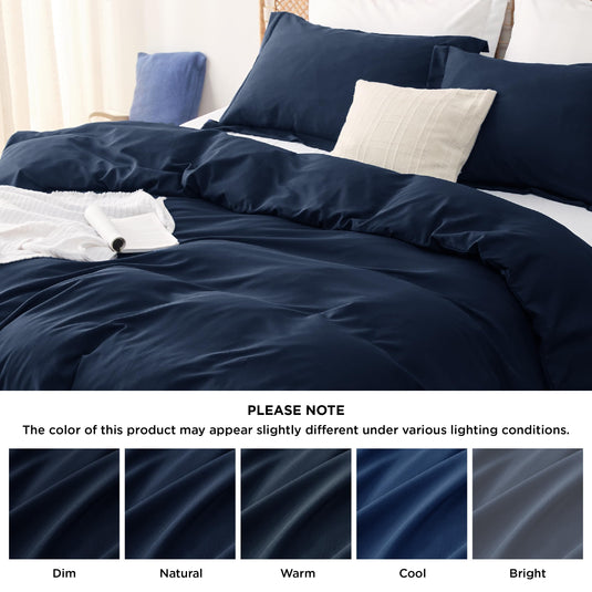 Bedsure Grey Duvet Cover Queen Size - Polyester & Rayon Derived from Bamboo Cooling Queen Duvet Cover Set, 3 Pieces, 1 Zipper Closure Duvet Cover (90"x90") & 2 Pillow Shams, Comforter Sold Separately