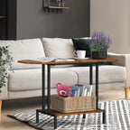 Coffee Table for Living Room, 2 Tier Small Center Table Industrial Coffee Table with Open Storage Shelf and Metal Frame for Farmhouse Bedroom Office, Rustic Brown