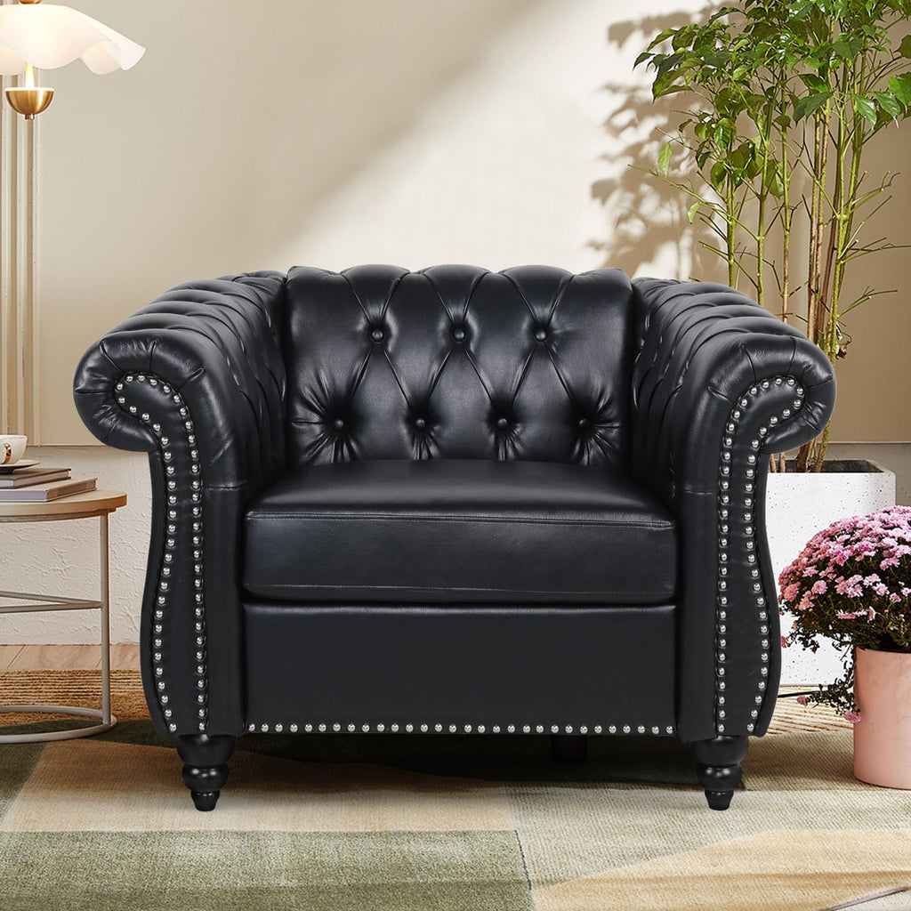 Home Sofa Living Room Furniture, 3 Seater 84" Velvet Upholstered Couch, Mid Century Modern Comfy Couch with Cushions, Classic Tufted Chesterfield Couches for Bedroom, Office, Apartment (Orange)