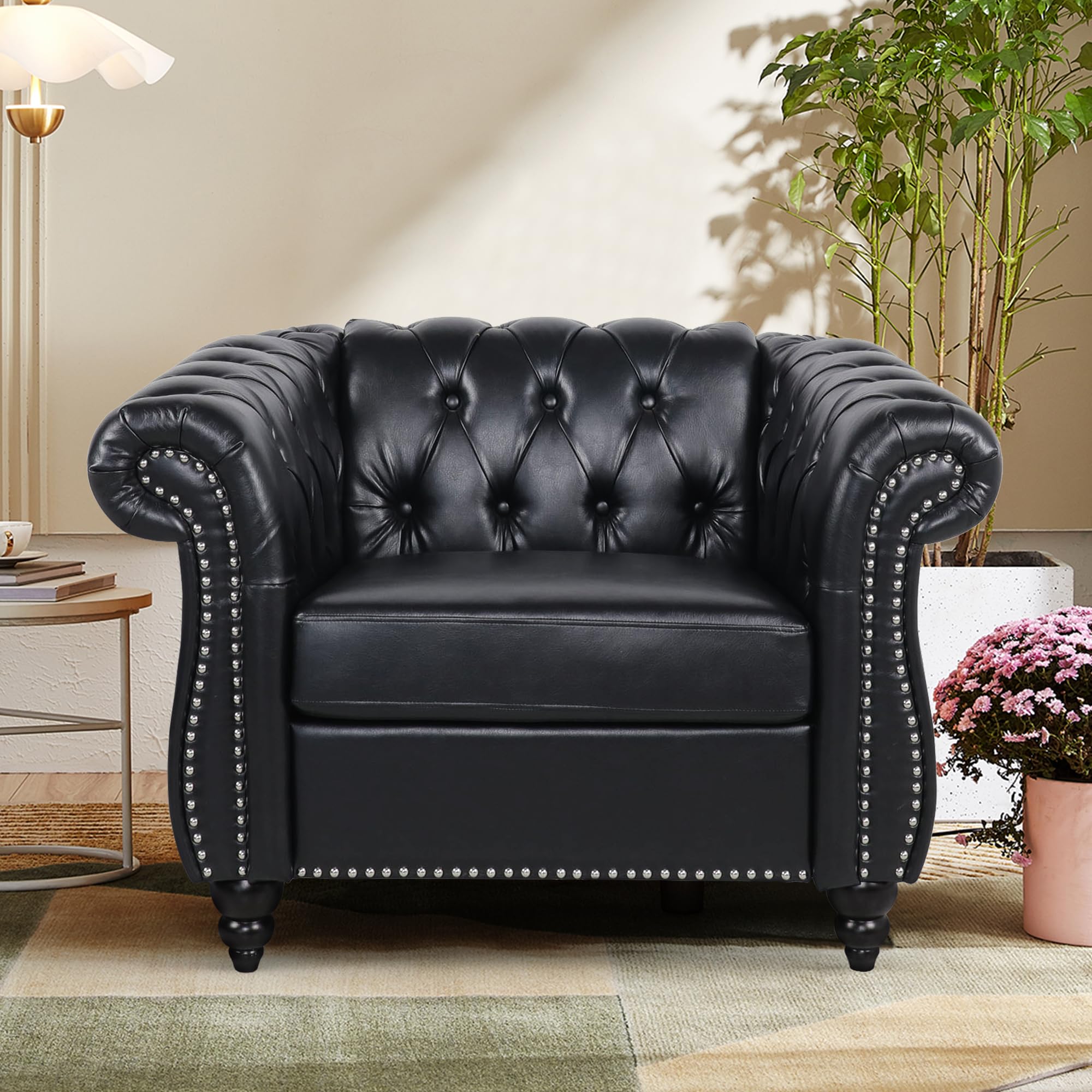 Home Sofa Living Room Furniture, 3 Seater 84" Velvet Upholstered Couch, Mid Century Modern Comfy Couch with Cushions, Classic Tufted Chesterfield Couches for Bedroom, Office, Apartment (Orange)