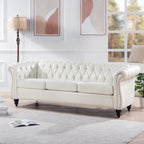 ERYE Clasic Chesterfield 3 Seaters Sofa Couch Luxury Roller Armrest,Special Soild Wood Legs, Linen Fabric Upholstered Button Tufted Sofa&Couch with Removable Cushions & Nailhead Decor