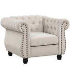 Morden Fort Classic Chesterfield Sofa Set 82'', Tufted Sofa Couch Set with Solid Wood Legs Thick Cushion, Pet-Friendly 3-Seater Sofas Couches for Living Room Bedroom Apartment - Velvet Beige