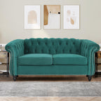 Home Sofa Living Room Furniture, 3 Seater 84" Velvet Upholstered Couch, Mid Century Modern Comfy Couch with Cushions, Classic Tufted Chesterfield Couches for Bedroom, Office, Apartment (Orange)