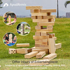 ApudArmis 60 PCS Giant Tumble Tower, (Stack up to 5Ft) Pine Wooden Stacking Timber Game with 1 Dice Set - Classic Block Giant Outdoor Game for Teens Adults Family