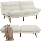 Pipishell Convertible Futon Sofa Bed,66" Corduroy Futon Couch with Adjustable Backrest and Armrests, Recliner Sleeper Sofa for Small Spaces, Play Room or Office, Grey