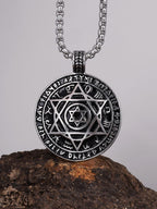 HAQUIL Seal of Solomon Necklace, Stainless Steel 12 Constellations Hexagram Six Pointed Star Protection Amulet Talisman Pendant, Jewish Jewelry Gift