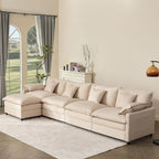 108" U Shaped Couch, Modular Sectional Sofa, 3-Seater Comfy Cloud Couch with Movable Ottoman, Deep Seat Couches for Living Room, Chenille, Black