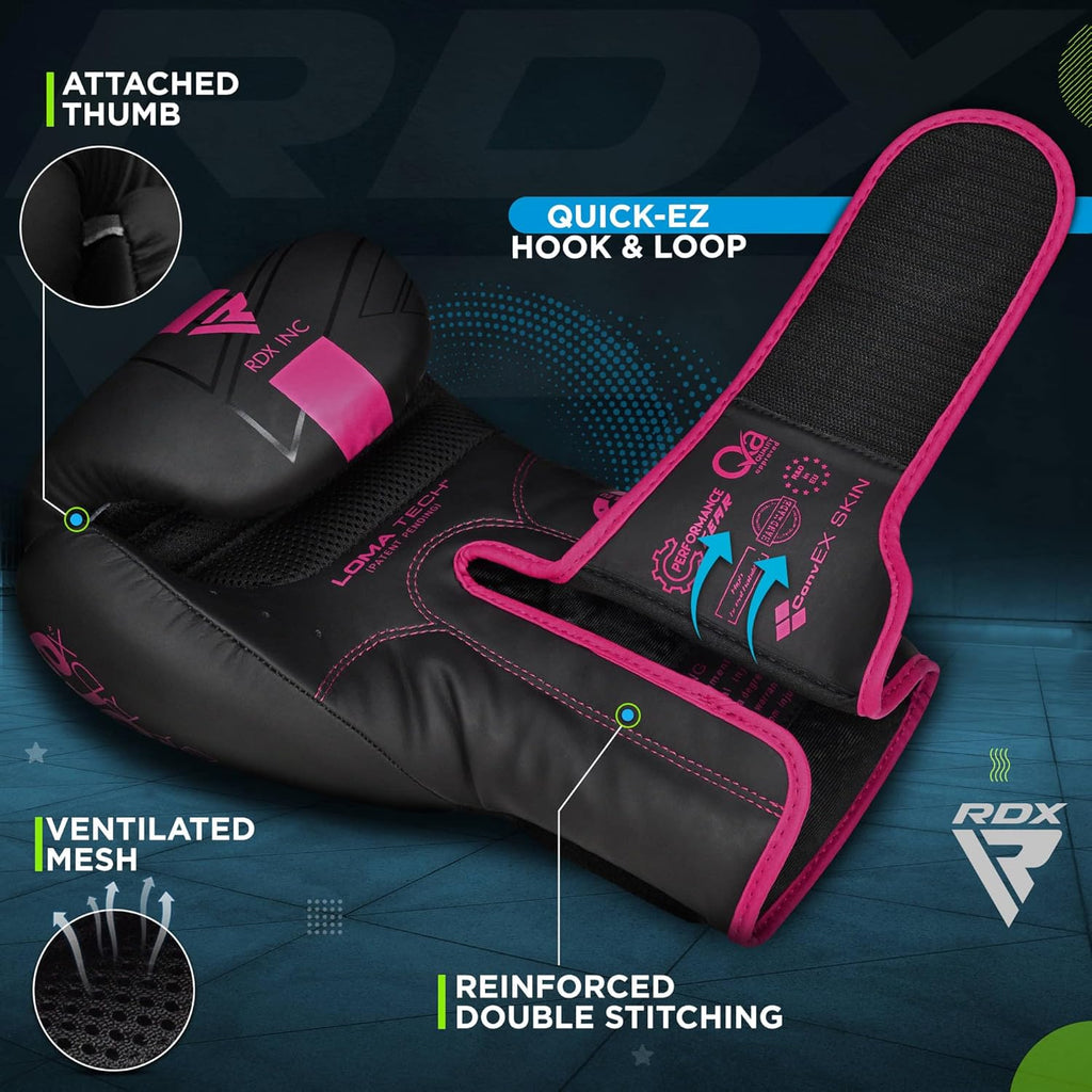 RDX Kids Boxing Gloves Sparring and Muay Thai Maya Hide Leather, Kara Patent Pending Junior Training Mitt for Kickboxing, Punching Bag, Focus Pads, MMA, Thai Pad, Double End Ball Punching Gloves