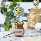 Crochet Flower Pot Forget-me-not Pink Thank You Crochet Gifts for Women Coworker Graduation & Mother's Day Gift Pink Crochet Potted Flower for Women Teacher| Handmade Knitted Potted Plant