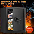 2.5 Cu ft Large Fire proof Safe Boxes for HOME USE, Digital Security Safe Box with Combination Lock & Fireproof A4 Document Bag, Home Safe Fireproof Waterproof for Money Medicine Documents Valuables