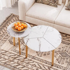 COSIEST Glass Coffee Table, 32" Round Coffee Tables with Storage, 2-Tier Glass Top, Clear Coffee Table, Simple & Modern Center Table for Living Room or Home Office (Champagne)