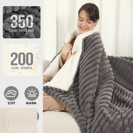 Electric Throw Blanket Heated Blanket Throw with 5 Heating Levels & 4 Hours Auto Off, 50"x60" Heated Throw Blanket with ETL & FCC Certification for Home Office, Machine Washable, Dark Gray