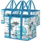 BALEINE 3Pk Reusable Grocery Bags, Foldable Shopping Bags for Groceries with Reinforced Bottom & Handles (Antique Foliage)