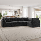 Modular Sectional Sofa,5 Pieces Sectional Couches for Living Room,L Shaped Cloud Couch Chaise Set, Black